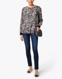Look image thumbnail - Marc Cain - Ivory and Black Floral Silk Blend Top