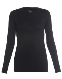 Black Crew Neck Long-Sleeved Stretch Viscose Top