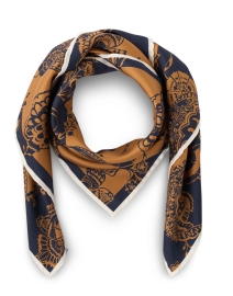 Product image thumbnail - Lafayette 148 New York - Bohemia Navy and Brown Print Silk Scarf
