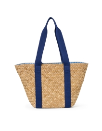 Back image thumbnail - Rafe - Anna Navy Straw Tote Bag