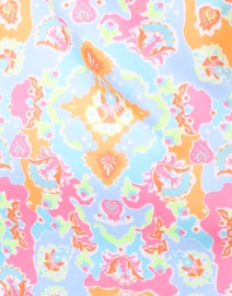 Fabric image thumbnail - Gretchen Scott - Pink and Blue Watteau Printed Ruffle Neck Dress