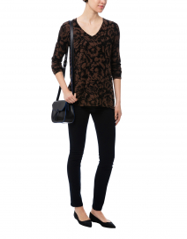 Brown and Black Floral Cotton Sweater