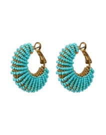 Product image thumbnail - Gas Bijoux - Aizzia Turquoise Beaded Hoop Earrings