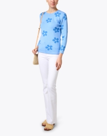 Look image thumbnail - Blue - Light Blue Floral Cotton Sweater