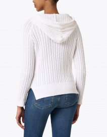Back image thumbnail - Burgess - Kitty White Cable Knit Cotton Cashmere Hoodie