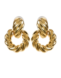 Gold Twist Clip Doorknocker Earrings
