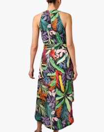 Back image thumbnail - 120% Lino - Black Tropical Print Linen Dress