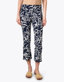 Front image thumbnail - Avenue Montaigne - Leo Navy Floral Pull On Pant