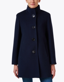 Front image thumbnail - Cinzia Rocca Icons - Navy Wool Cashmere Coat