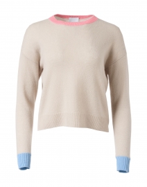 Beige Colorblocked Cashmere Sweater