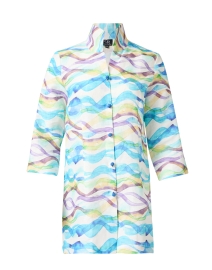 Product image thumbnail - Connie Roberson - Rita Blue and Green Wave Print Linen Jacket