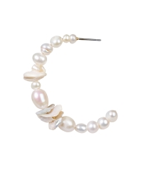 Front image thumbnail - Mignonne Gavigan - Gemma White Gold Pearl Hoop Earrings