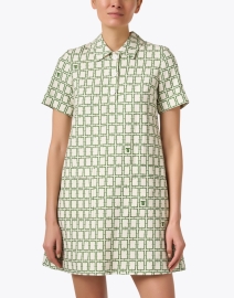 Front image thumbnail - Tara Jarmon - Romarin Green Geometric Print Dress