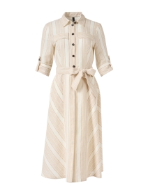 Product image thumbnail - Marc Cain - Cream Stripe Linen Midi Dress