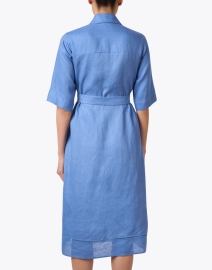 Back image thumbnail - Max Mara Leisure - Nocino Blue Linen Shirt Dress