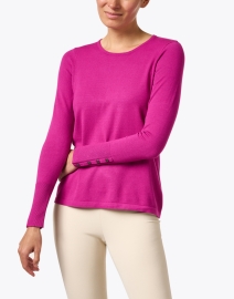 Front image thumbnail - J'Envie - Magenta Crewneck Sweater