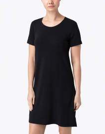 Front image thumbnail - Southcott - Elinor Black Bamboo Cotton T-Shirt Dress