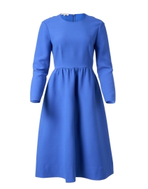 Blue Wool Crepe Cocktail Dress