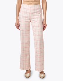 Front image thumbnail - Peace of Cloth - Jules Pink Plaid Knit Pull On Pant