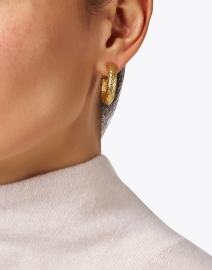 Look image thumbnail - Ben-Amun - Gold Hammered Hoop Earrings