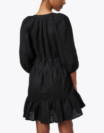 Back image thumbnail - Apiece Apart - Black Linen Tiered Dress