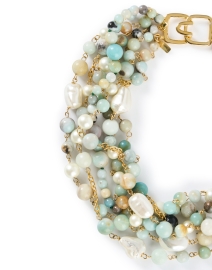 Front image thumbnail - Kenneth Jay Lane - Gold, Amazonite, and Pearl Multi Strand Necklace