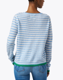 Back image thumbnail - Jumper 1234 - Blue and Green Stripe Cashmere Sweater