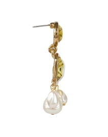 Back image thumbnail - Oscar de la Renta - Victoria Green Glass Pearl Drop Earring