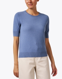 Front image thumbnail - Repeat Cashmere - Blue Cashmere Sweater