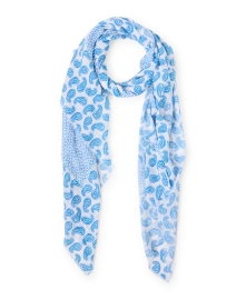Blue and White Paisley Modal and Cashmere Scarf