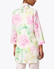 Back image thumbnail - Connie Roberson - Rita Pink and Green Floral Linen Jacket