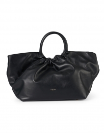 Los Angeles Black Smooth Leather Ruched Tote 