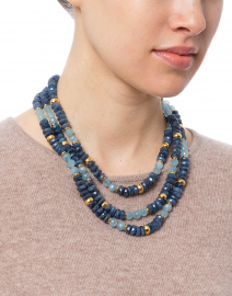 Blue Two-Tone Triple Strand Necklace