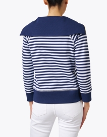 Back image thumbnail - Sail to Sable - Navy and White Stripe Quarter Zip Sweater