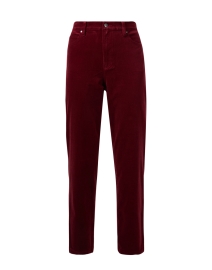 Red Corduroy Straight Ankle Pant