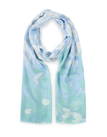 Light Blue Multi Print Silk Cashmere Scarf
