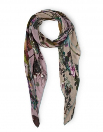 Purple and Beige Floral Print Modal Cashmere Scarf