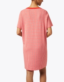 Back image thumbnail - Allude - Coral Houndstooth Cotton Linen Dress