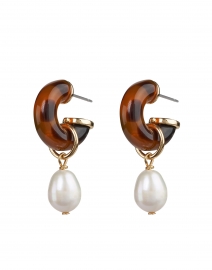 Product image thumbnail - Mignonne Gavigan - Kayle Tortoise and Pearl Drop Hoop Earrings