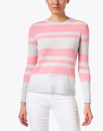 Front image thumbnail - Jumper 1234 -  Pink and Light Blue Cashmere Sweater