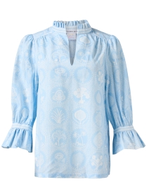 Product image thumbnail - Gretchen Scott - Periwinkle and White Print Tunic Top