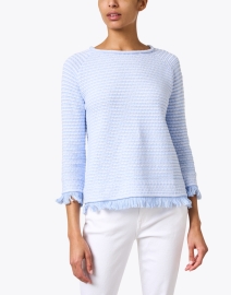 Front image thumbnail - Kinross - Blue Cotton Textured Sweater
