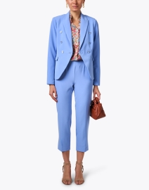 Look image thumbnail - Ecru - Blue Double Breasted Blazer