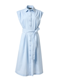 Blue Cotton Poplin Shirt Dress