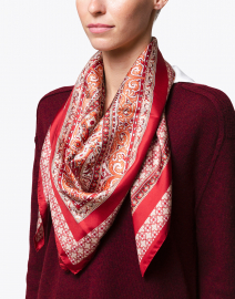 Linfa Red Paisley Printed Silk Scarf
