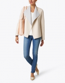 Kinross - Grey and Beige Reversible Wool Cashmere Cardigan