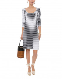 Angouleme White and Navy Striped Dress