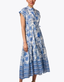 Front image thumbnail - Ro's Garden - Mumi Blue and White Print Cotton Dress