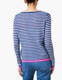 Back image thumbnail - Jumper 1234 - Blue Stripe Cashmere Sweater