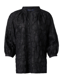 Black Embroidered Linen Cotton Blouse